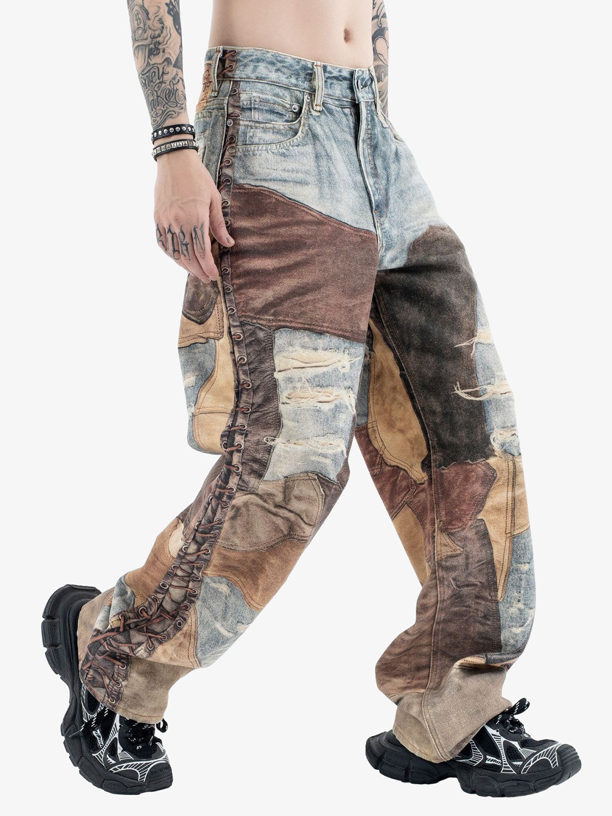 Thesupermade High Street Distressed Washed Printed Jeans - 2246