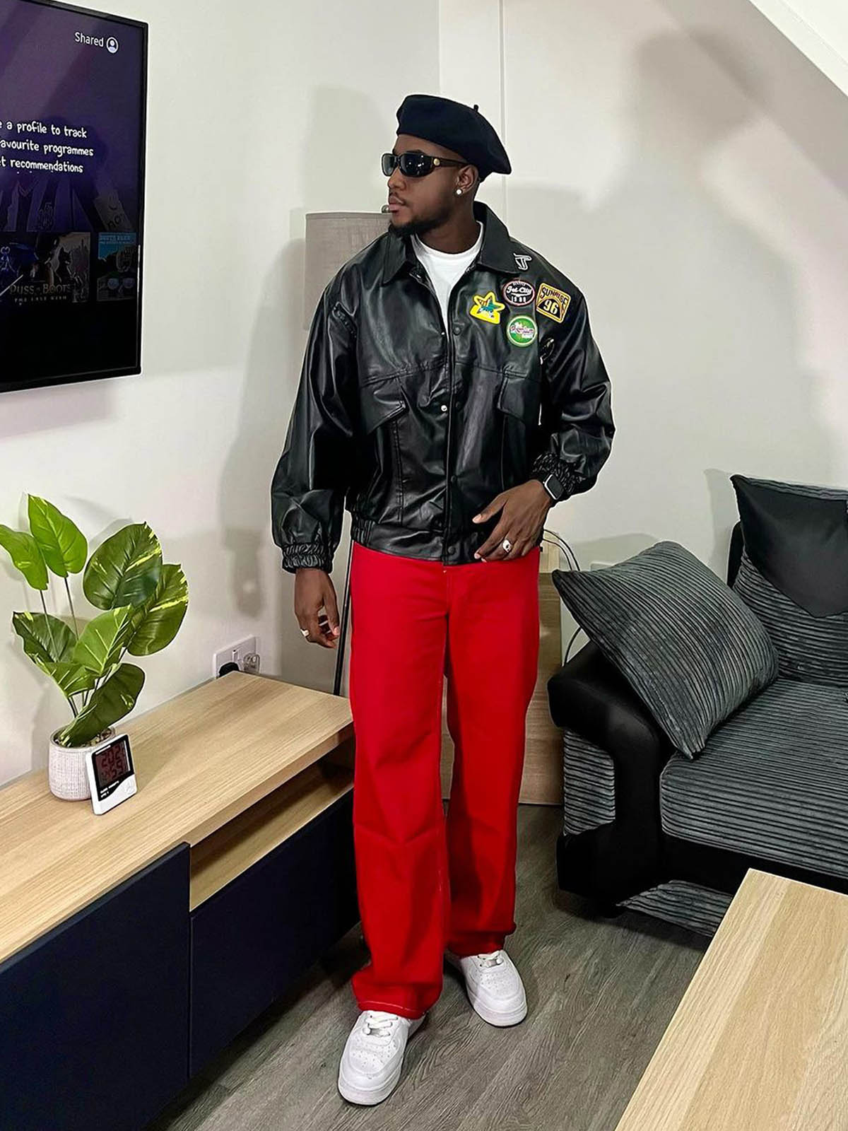 Calça Solid Color Casual Jeans Red