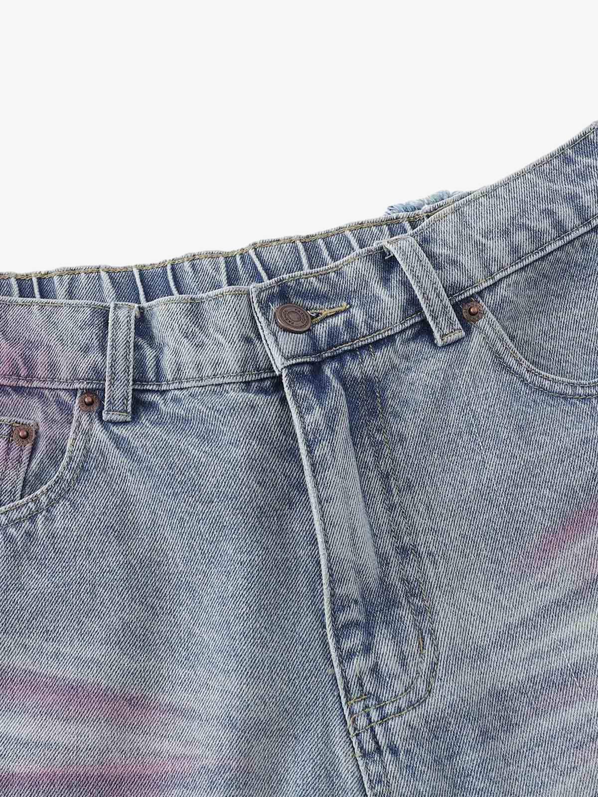 Shorts Distressed Tie-Dye Denim