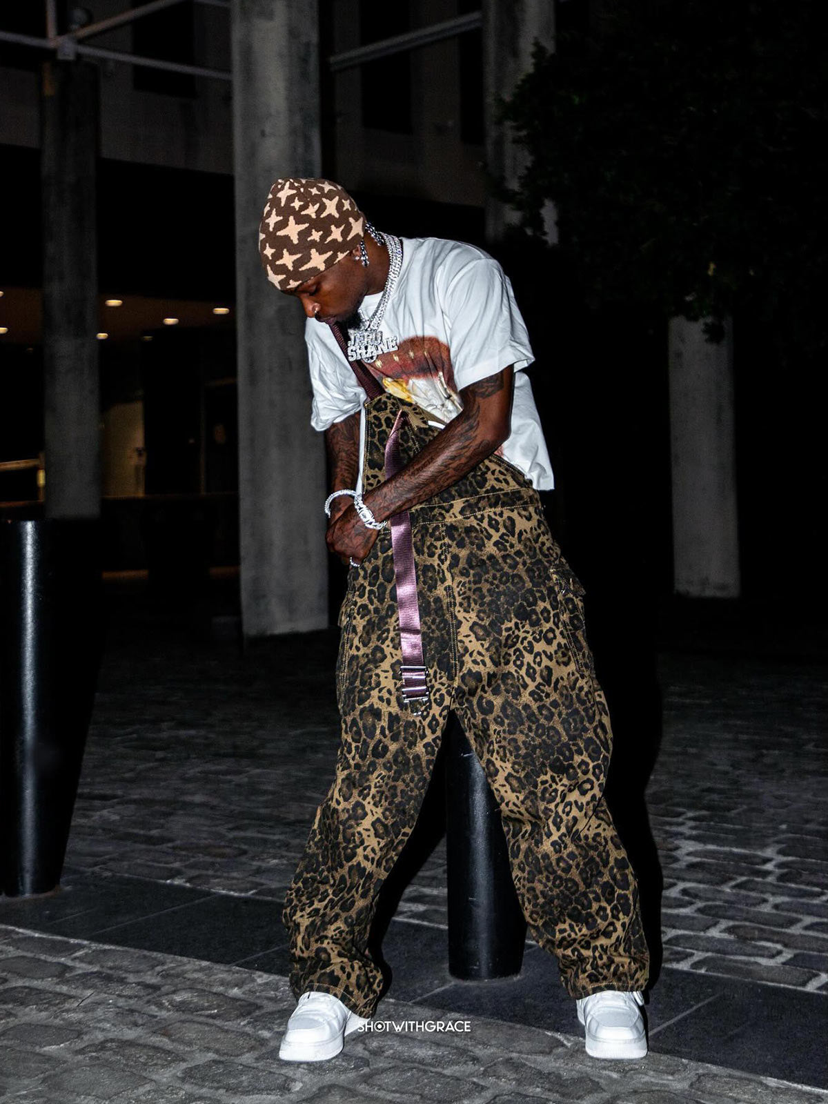 Macacão Leopard Print Street Style Workwear