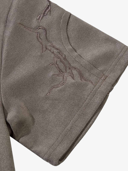 Thorn Embroidery Suede T-Shirt