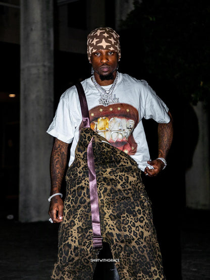 Macacão Leopard Print Street Style Workwear