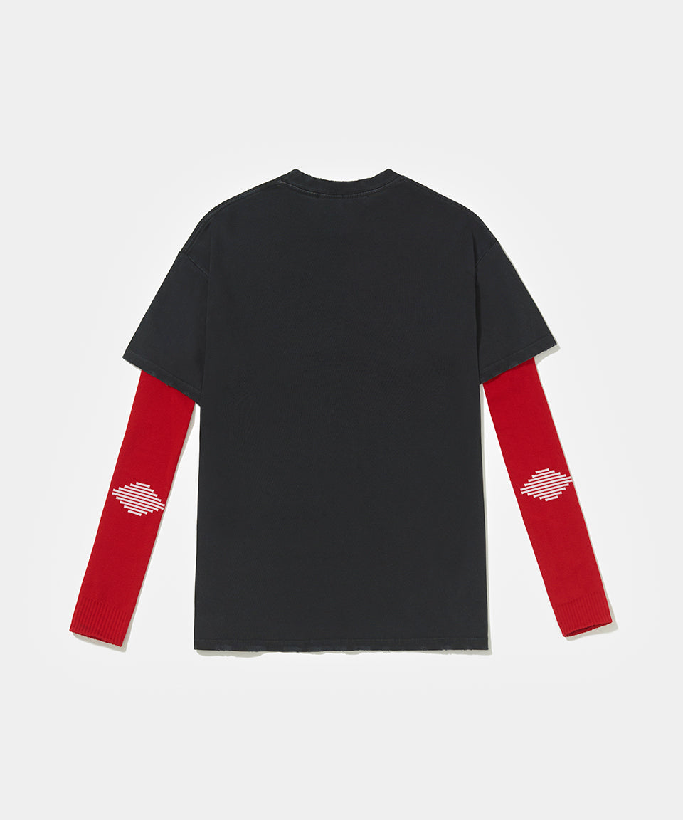 PIET F.C. Knitted Sleeve T-shirt Vintage Black