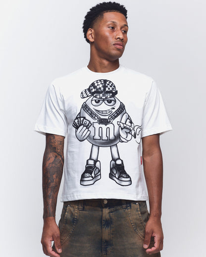 CAMISETA FUMANDO AQUELE QUE DEIXOU A MAD, ENLATADA OFF WHITE